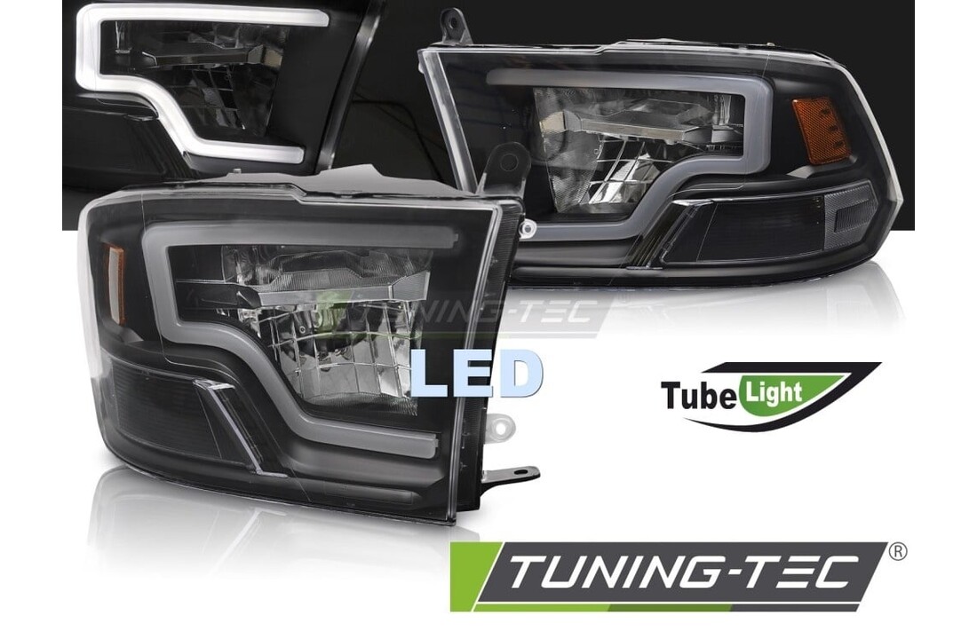 Koplampen Dodge Ram 09-18 Tube Light Zwart LED