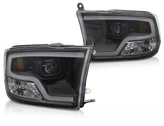Koplampen Dodge Ram 09-18 Tube Light Projector Zwart