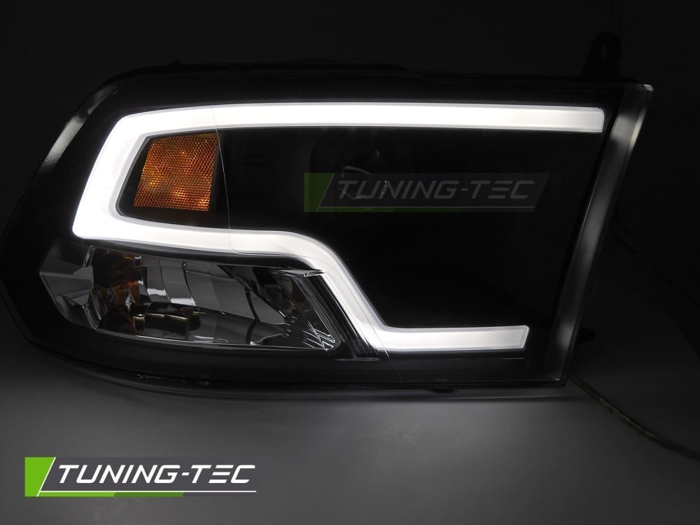 Koplampen Dodge Ram 09-18 Tube Light Projector Zwart