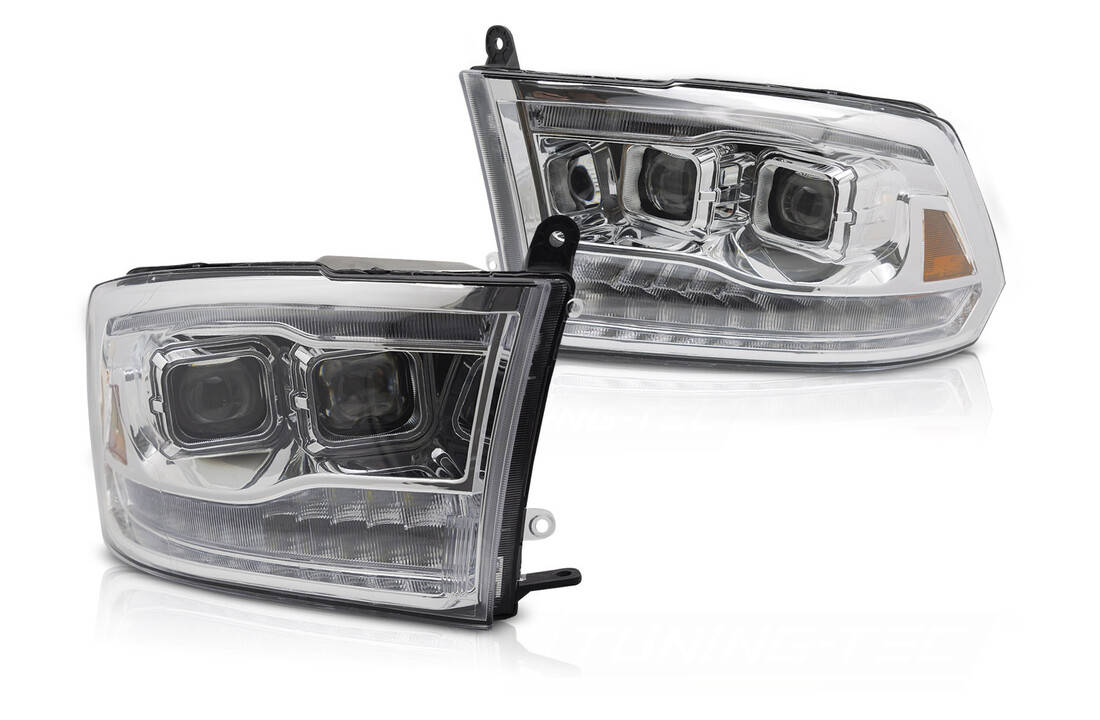 Projector Koplampen LED Dubbel Chroom voor Dodge Ram 09-18