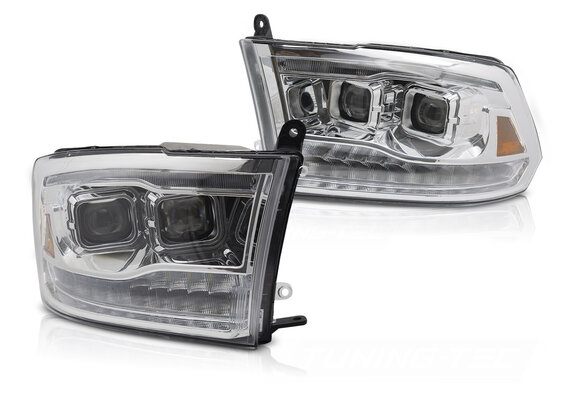 Projector Koplampen LED Dubbel Chroom voor Dodge Ram 09-18