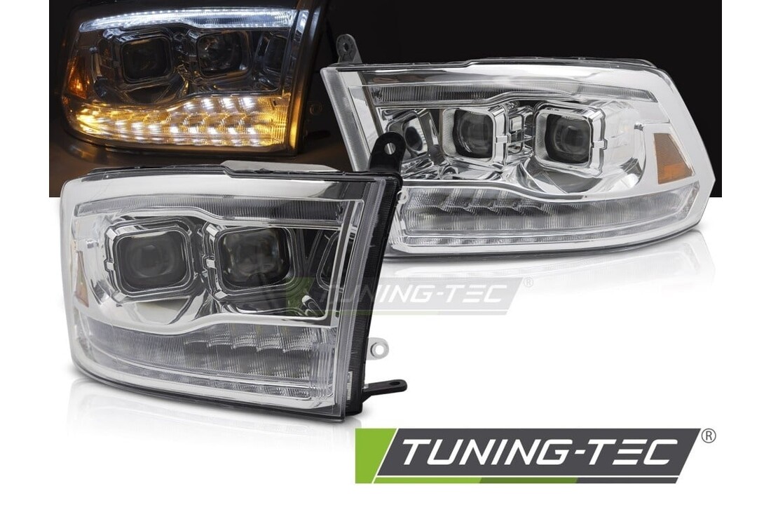 Projector Koplampen LED Dubbel Chroom voor Dodge Ram 09-18