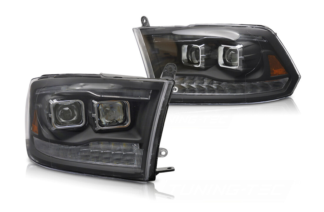 Koplampen Dodge Ram 2009-2018 Projector LED Dubbel Zwart