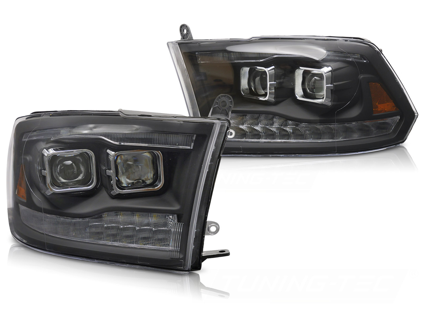Koplampen Dodge Ram 2009-2018 Projector LED Dubbel Zwart