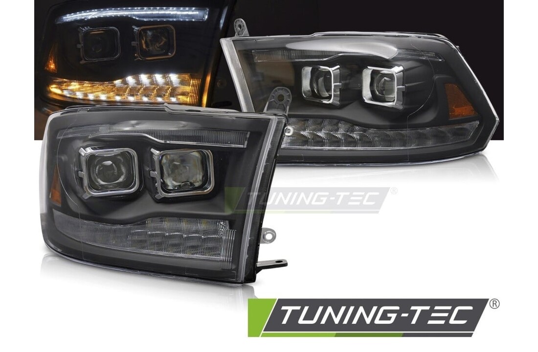 Koplampen Dodge Ram 2009-2018 Projector LED Dubbel Zwart