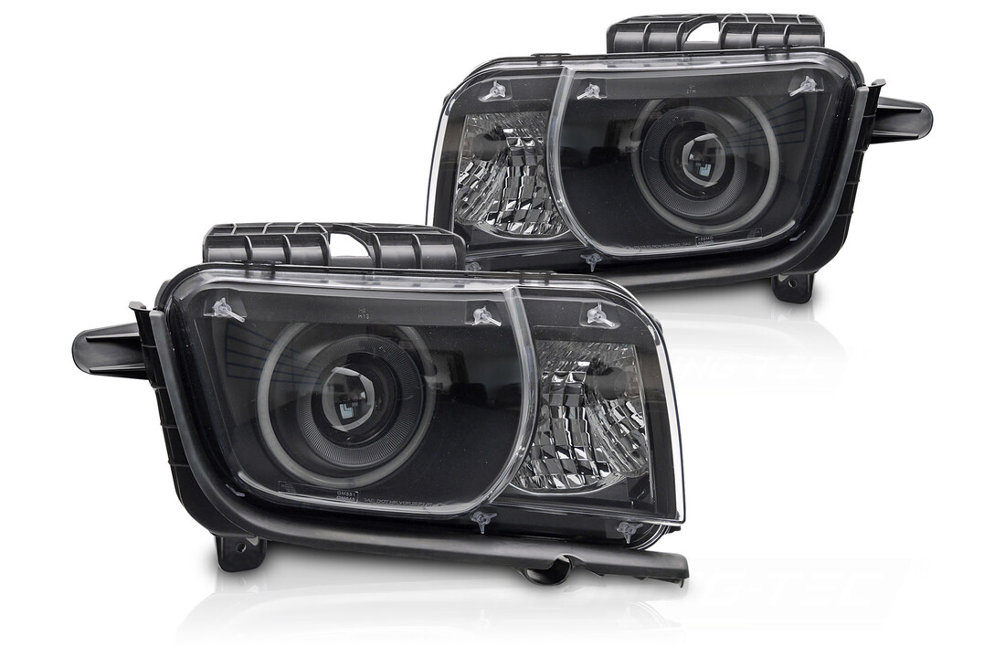 Koplampen Chevrolet Camaro 09-13 Angel Eyes Zwart