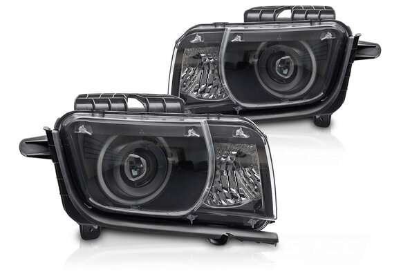 Koplampen Chevrolet Camaro 09-13 Angel Eyes Zwart