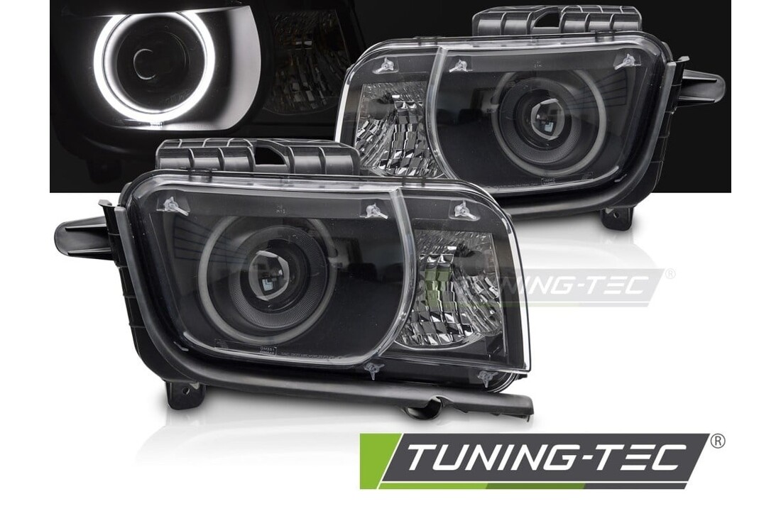 Koplampen Chevrolet Camaro 09-13 Angel Eyes Zwart