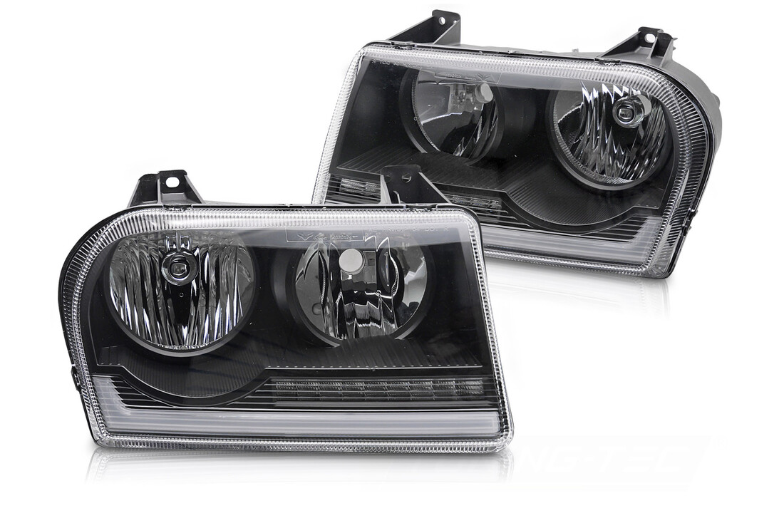 Koplampen Tube Light LED Zwart Dynamisch Knipperlicht Chrysler 300 05-08