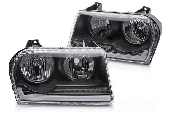 Koplampen Tube Light LED Zwart Dynamisch Knipperlicht Chrysler 300 05-08