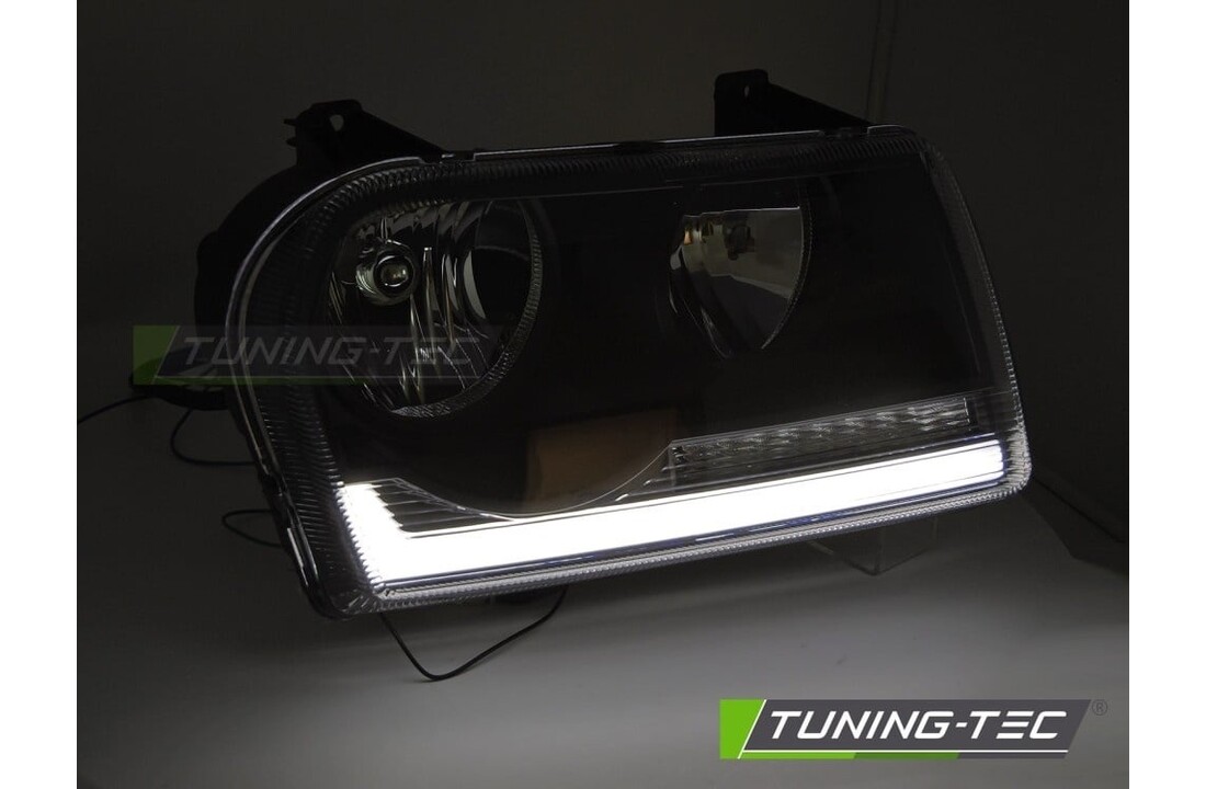 Koplampen Tube Light LED Zwart Dynamisch Knipperlicht Chrysler 300 05-08