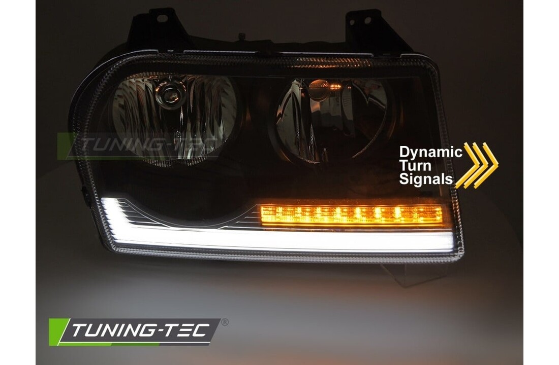 Koplampen Tube Light LED Zwart Dynamisch Knipperlicht Chrysler 300 05-08