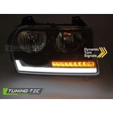 Koplampen Tube Light LED Zwart Dynamisch Knipperlicht Chrysler 300 05-08