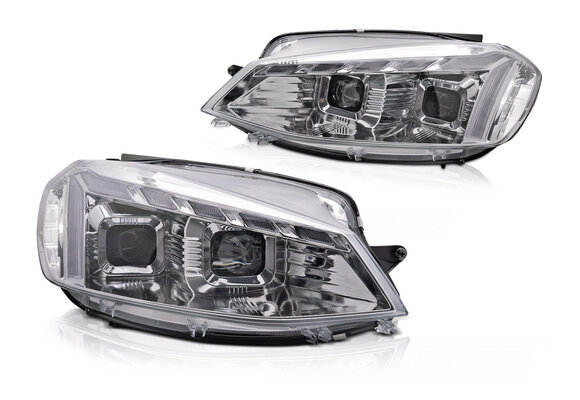 Koplampen geschikt voor VW Golf 7 17-19 Chroom LED DRL Dynamisch Knipperlicht Welkomstfunctie