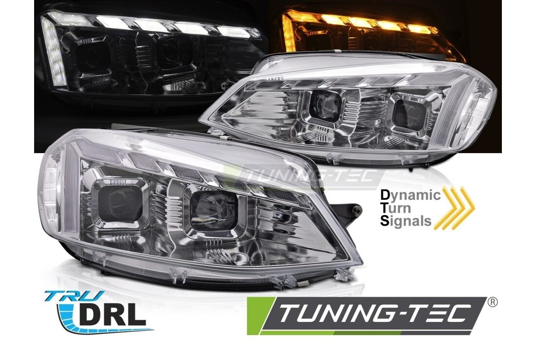 Koplampen geschikt voor VW Golf 7 17-19 Chroom LED DRL Dynamisch Knipperlicht Welkomstfunctie