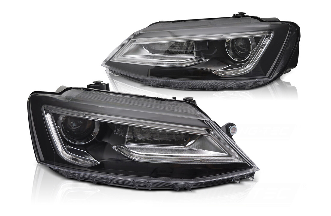 Koplampen Tube Light Zwart geschikt voor VW Jetta VI 11-18