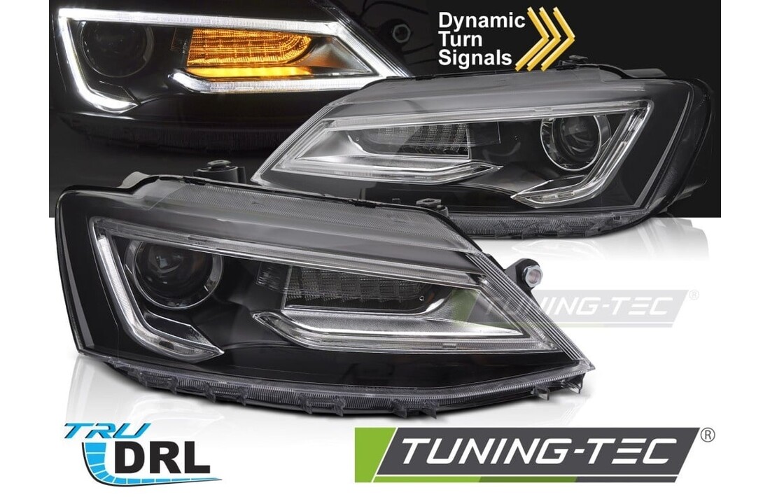 Koplampen Tube Light Zwart geschikt voor VW Jetta VI 11-18