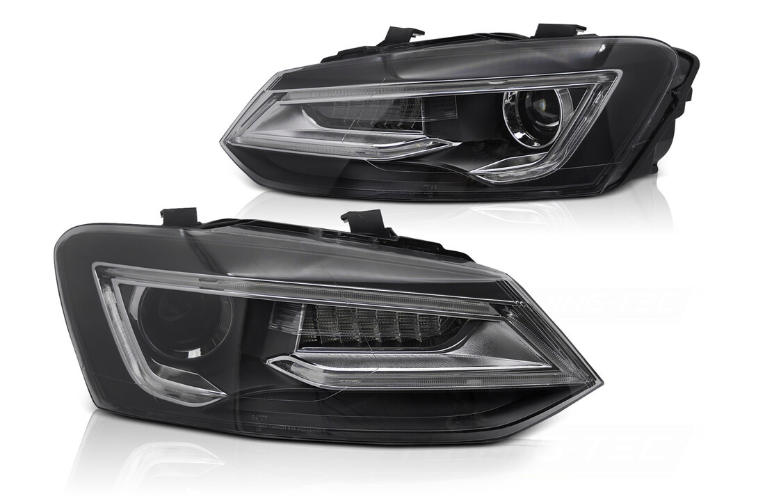 Koplampen Zwart LED geschikt voor VW Polo V 09-17