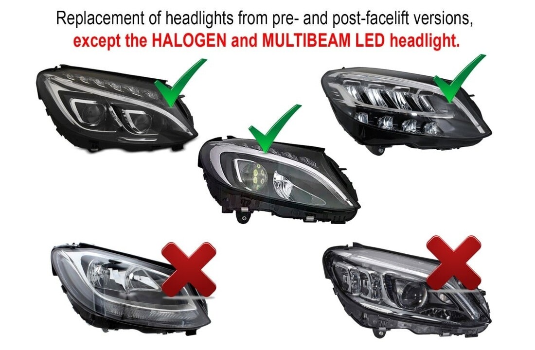 Full LED Koplampen Zwart geschikt voor Mercedes W205 14-21