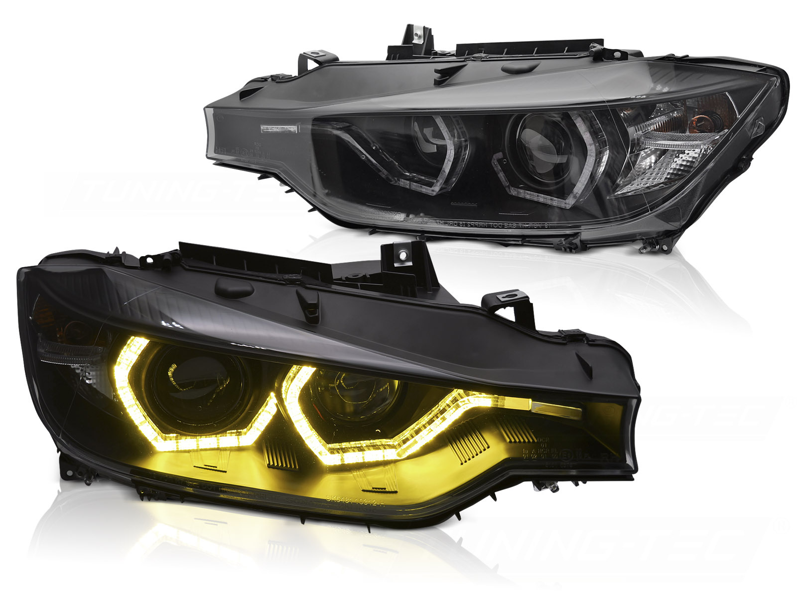 Koplampen Angel Eyes Gele LED DRL Zwart geschikt voor BMW F30/F31 11-15