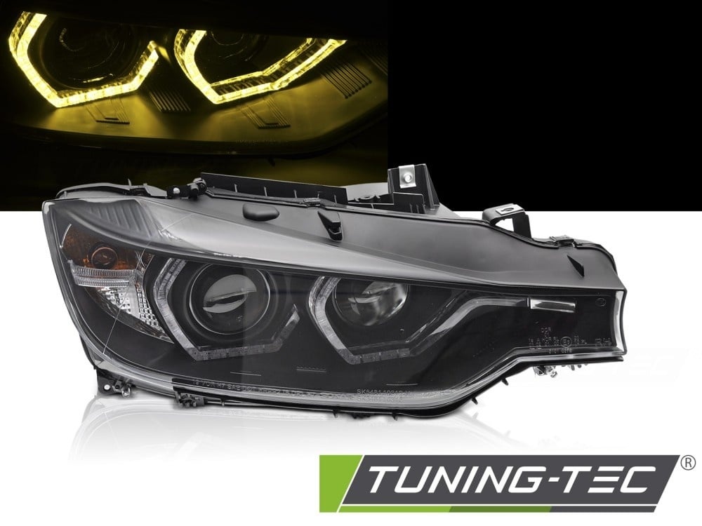 Koplampen Angel Eyes Gele LED DRL Zwart geschikt voor BMW F30/F31 11-15