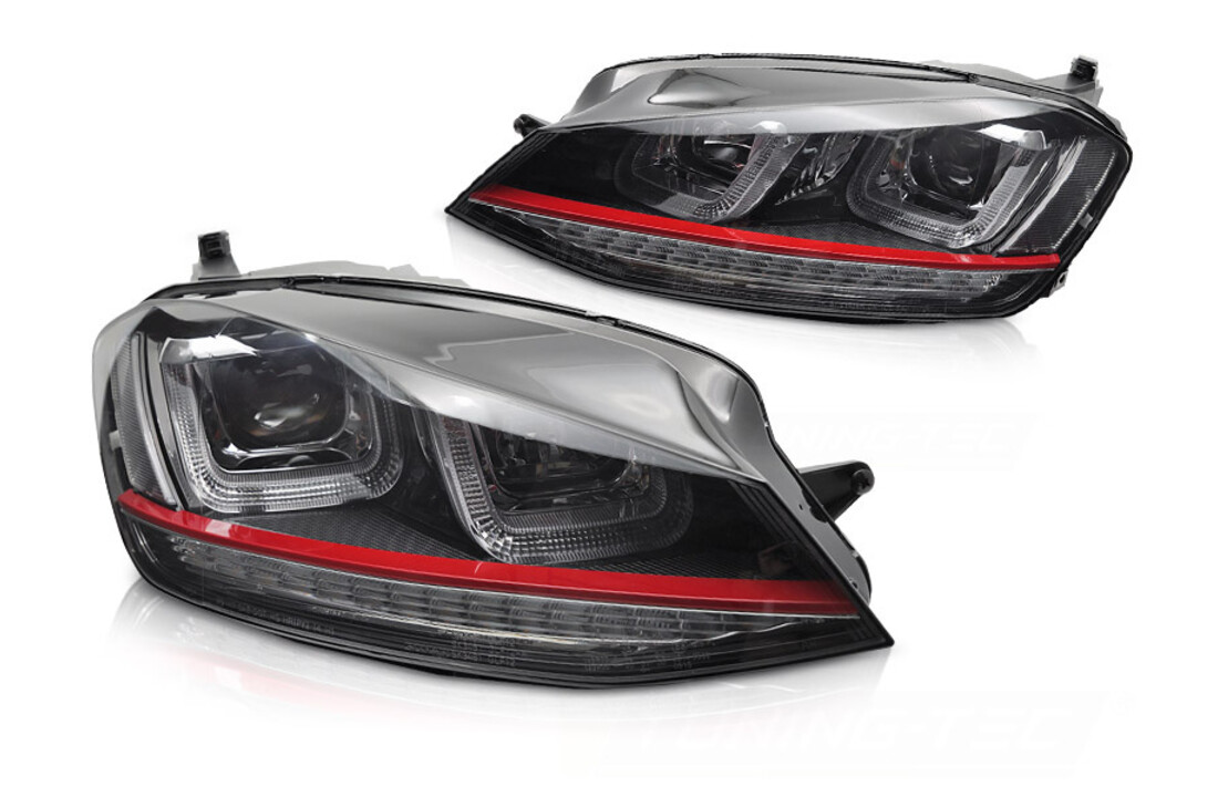 Koplampen geschikt voor VW Golf 7 hatchback/station 2013-2017 zwart/rood