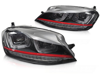 Koplampen geschikt voor VW Golf 7 hatchback/station 2013-2017 zwart/rood