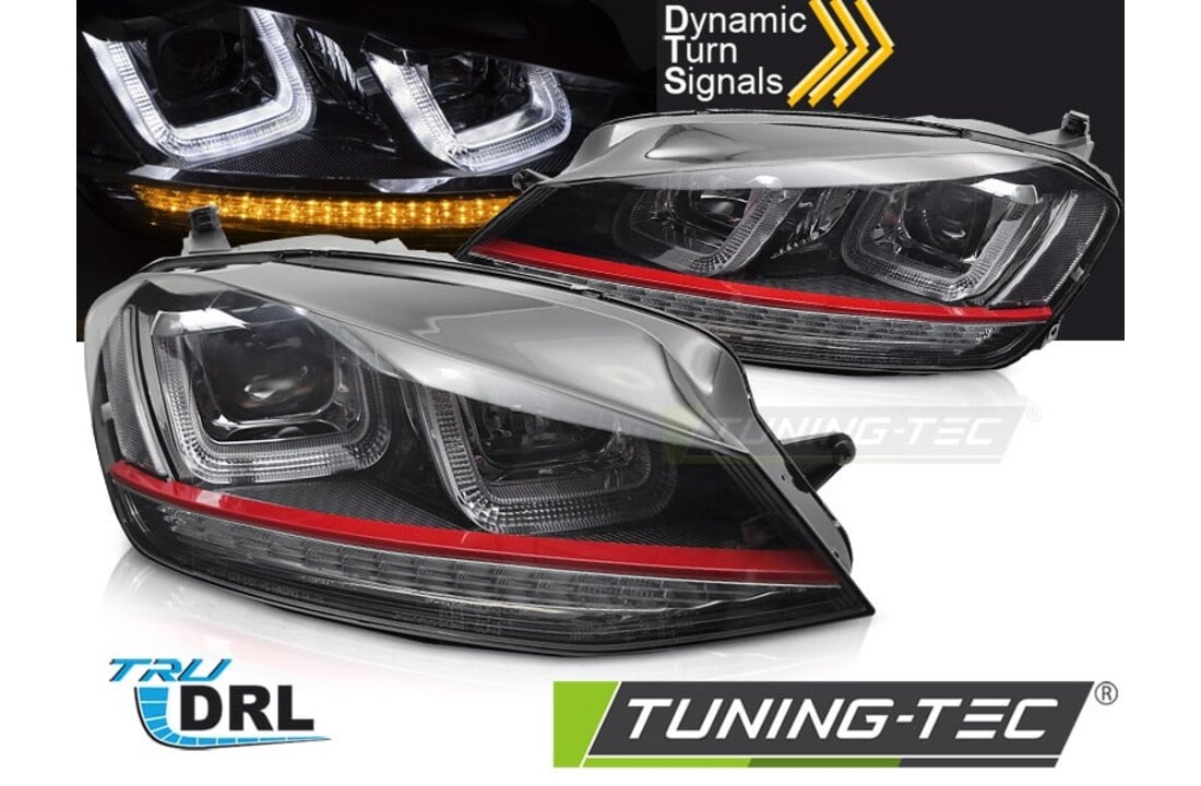 Koplampen geschikt voor VW Golf 7 hatchback/station 2013-2017 zwart/rood