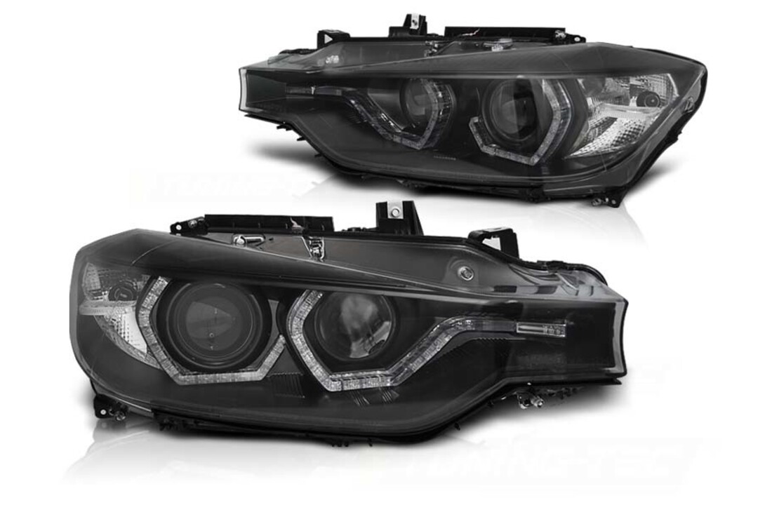 Koplampen Xenon geschikt voor BMW F30/F31 10.11–05.15 Angel Eyes zwart