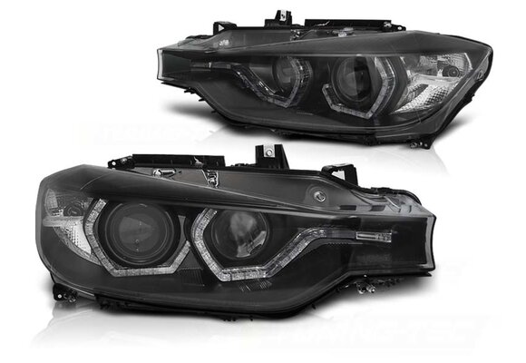 Koplampen Xenon geschikt voor BMW F30/F31 10.11–05.15 Angel Eyes zwart