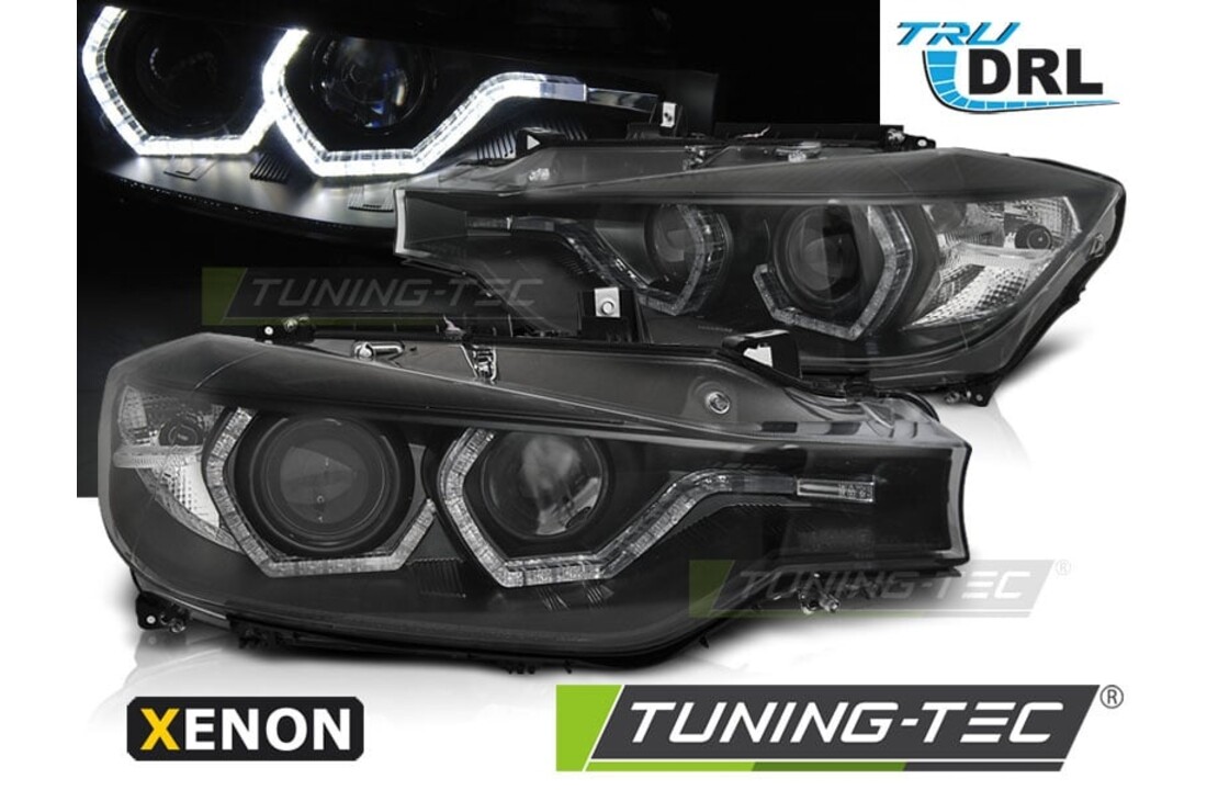Koplampen Xenon geschikt voor BMW F30/F31 10.11–05.15 Angel Eyes zwart