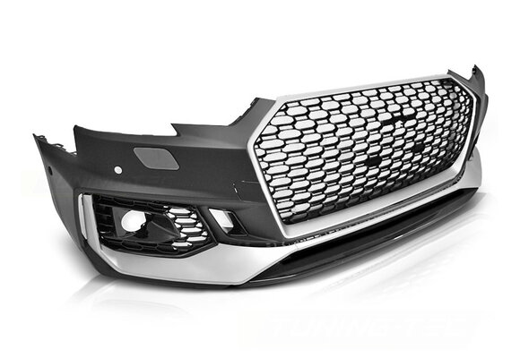 Tuning bumper geschikt voor AUDI A4 B9 08.15-19 ZILVER ZWART PDC