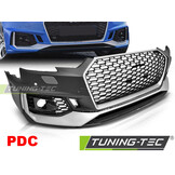 Tuning bumper geschikt voor AUDI A4 B9 08.15-19 ZILVER ZWART PDC