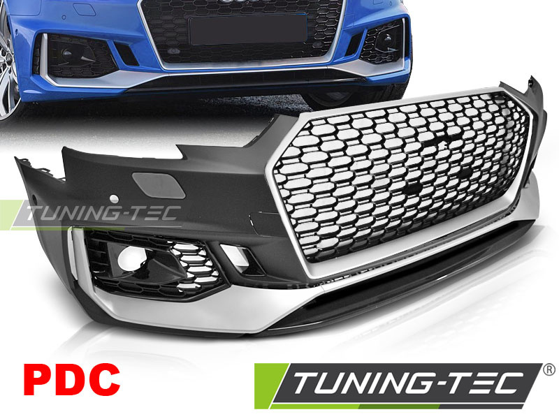 Tuning bumper geschikt voor AUDI A4 B9 08.15-19 ZILVER ZWART PDC