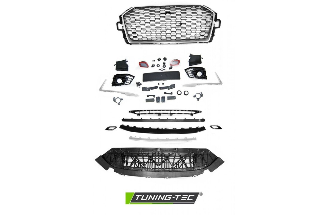 Tuning bumper geschikt voor AUDI A4 B9 08.15-19 ZILVER ZWART PDC