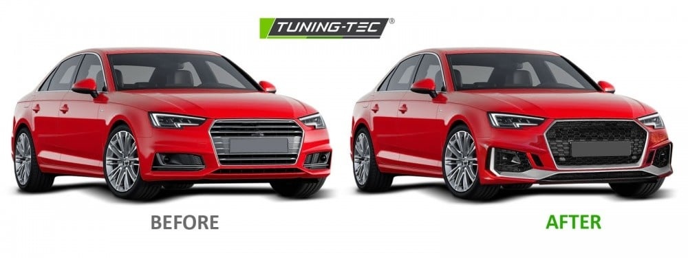 Tuning bumper geschikt voor AUDI A4 B9 08.15-19 ZILVER ZWART PDC