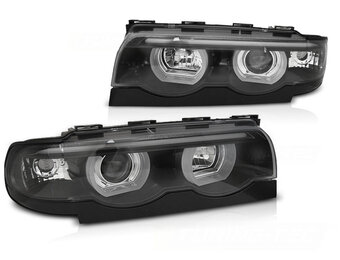 Koplampen dual halo rims geschikt voor BMW E38 94-01 Angel Eyes 3D zwart