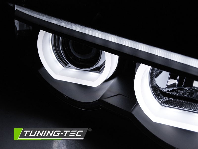 Koplampen dual halo rims geschikt voor BMW E38 94-01 Angel Eyes 3D zwart