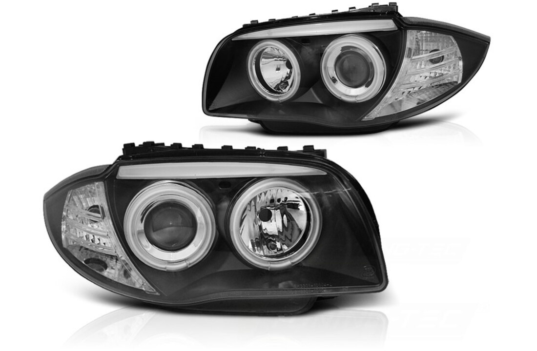 Koplampen dual halo rims geschikt voor BMW 1 E87/E81/82/88 04-11 Angel Eyes CCFL zwart