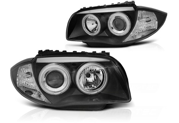 Koplampen dual halo rims geschikt voor BMW 1 E87/E81/82/88 04-11 Angel Eyes CCFL zwart