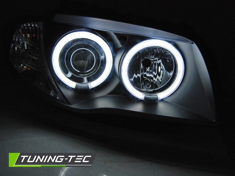 Koplampen dual halo rims geschikt voor BMW 1 E87/E81/82/88 04-11 Angel Eyes CCFL zwart