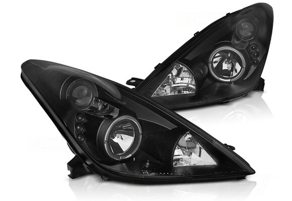 Koplampen dual halo rims geschikt voor Toyota Celica T230 99-05 Angel Eyes zwart