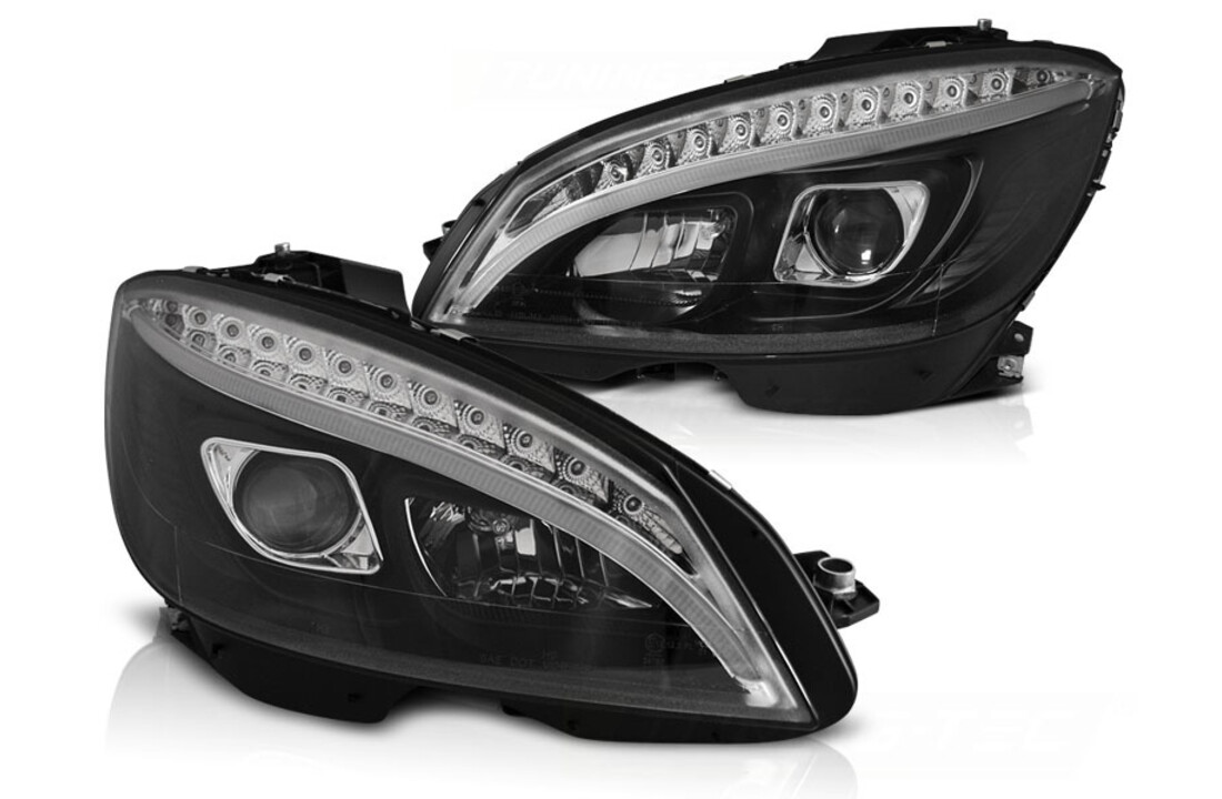 Koplampen met parkeerlicht geschikt voor Mercedes W204 07-10 zwart