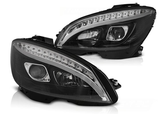 Koplampen met parkeerlicht geschikt voor Mercedes W204 07-10 zwart