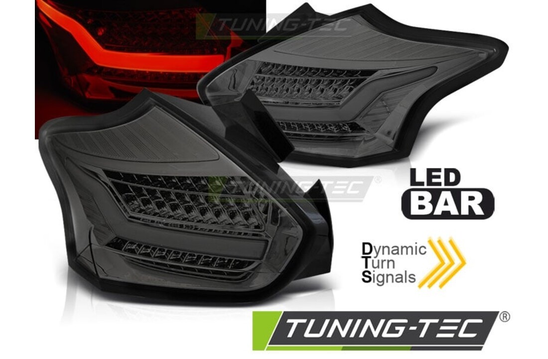 Achterlichten geschikt voor Ford Focus 3 15-18 hatchback smoke seq LED
