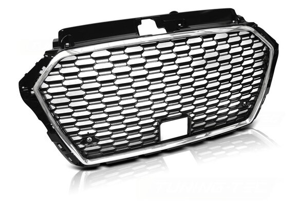 Grill geschikt voor AUDI A3 (8V) 17- RS3 STIJL CHROOM ZWART