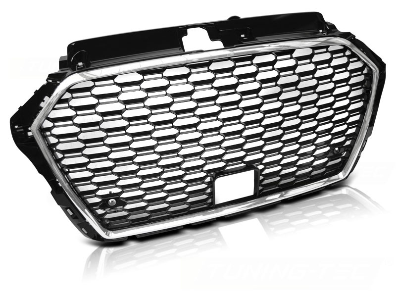 Grill geschikt voor AUDI A3 (8V) 17- RS3 STIJL CHROOM ZWART