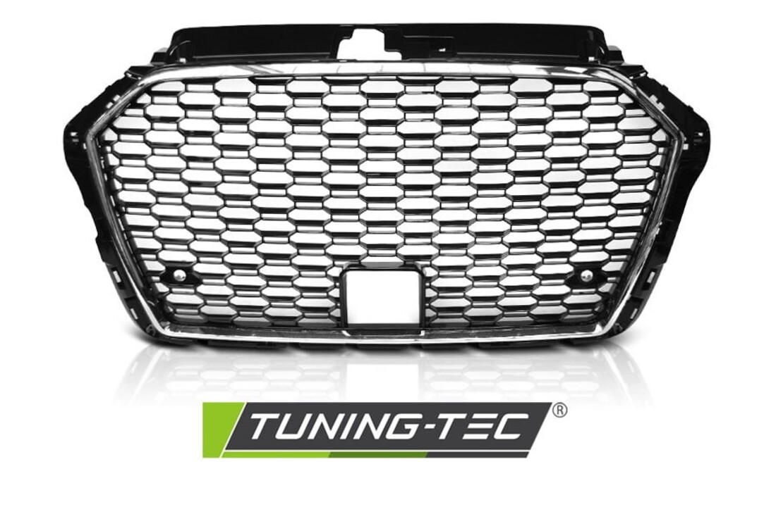 Grill geschikt voor AUDI A3 (8V) 17- RS3 STIJL CHROOM ZWART