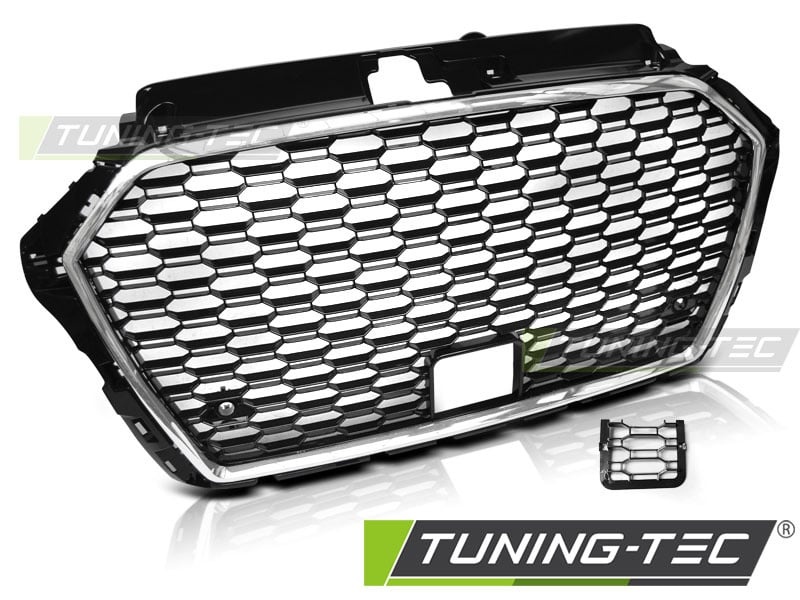 Grill geschikt voor AUDI A3 (8V) 17- RS3 STIJL CHROOM ZWART