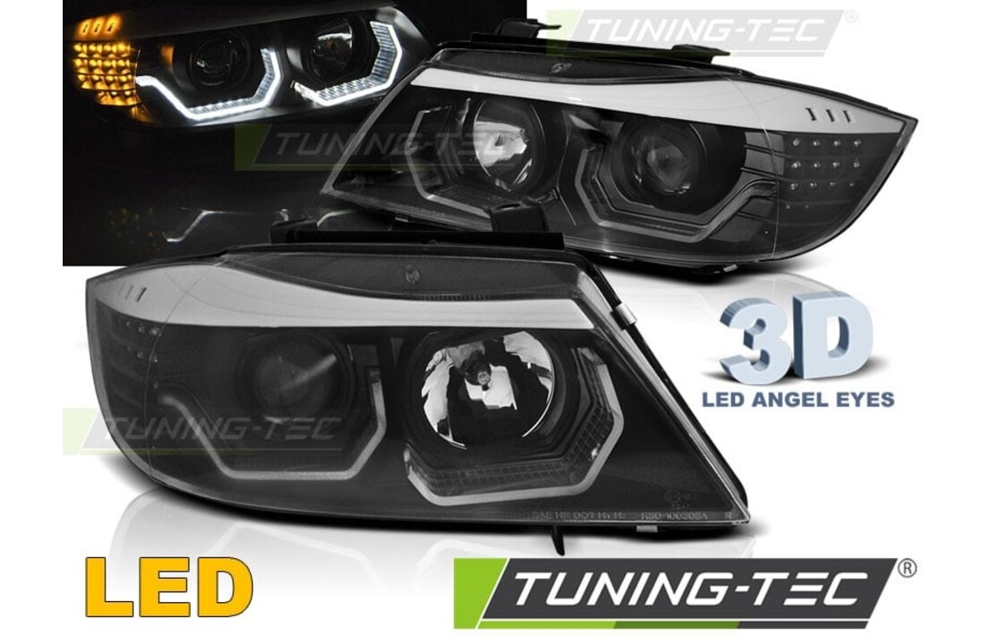 Koplampen geschikt voor BMW E90/E91 05-08 3D AE LED zwart